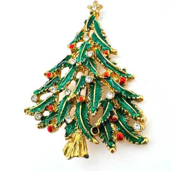 Vintage Gerrys Christmas Brooch Pin Reindeer Christmas Tree Bells Holly Set - Picture 3 of 8